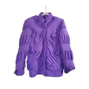 Vintage Marguerite Rubel San Francisco Unique Silky Purple Puffer Jacket, Large